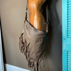 Custom handmade leather crossbody bag w/fringe